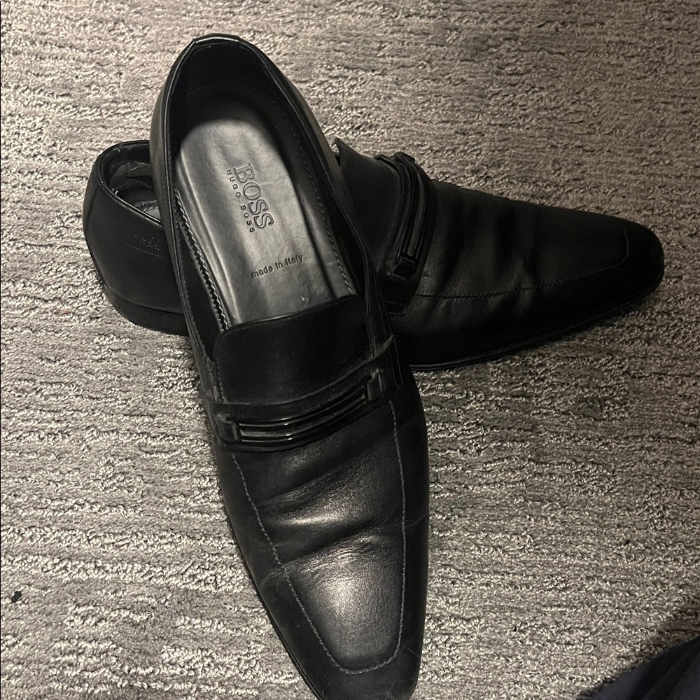 BOSS Elegant Black Leather Loafers